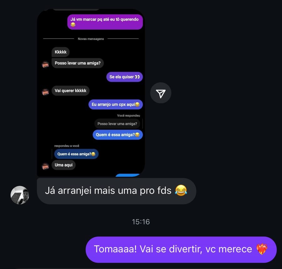Aluno: já arranjei mais uma pro fim de semana